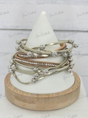 Multi-Row Metallic Bead Wrap Bracelet - Silver & Gold BR4521